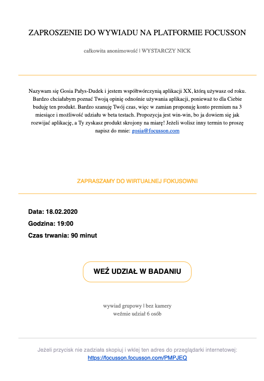 zaproszenie do wywiadu na platformie focusson