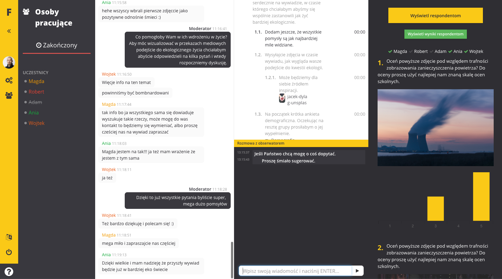 Widok panelu wywiadu